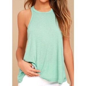 b8 Free People Intimately Long Beach Light Green ribbed BOHO Tank Top sz XS